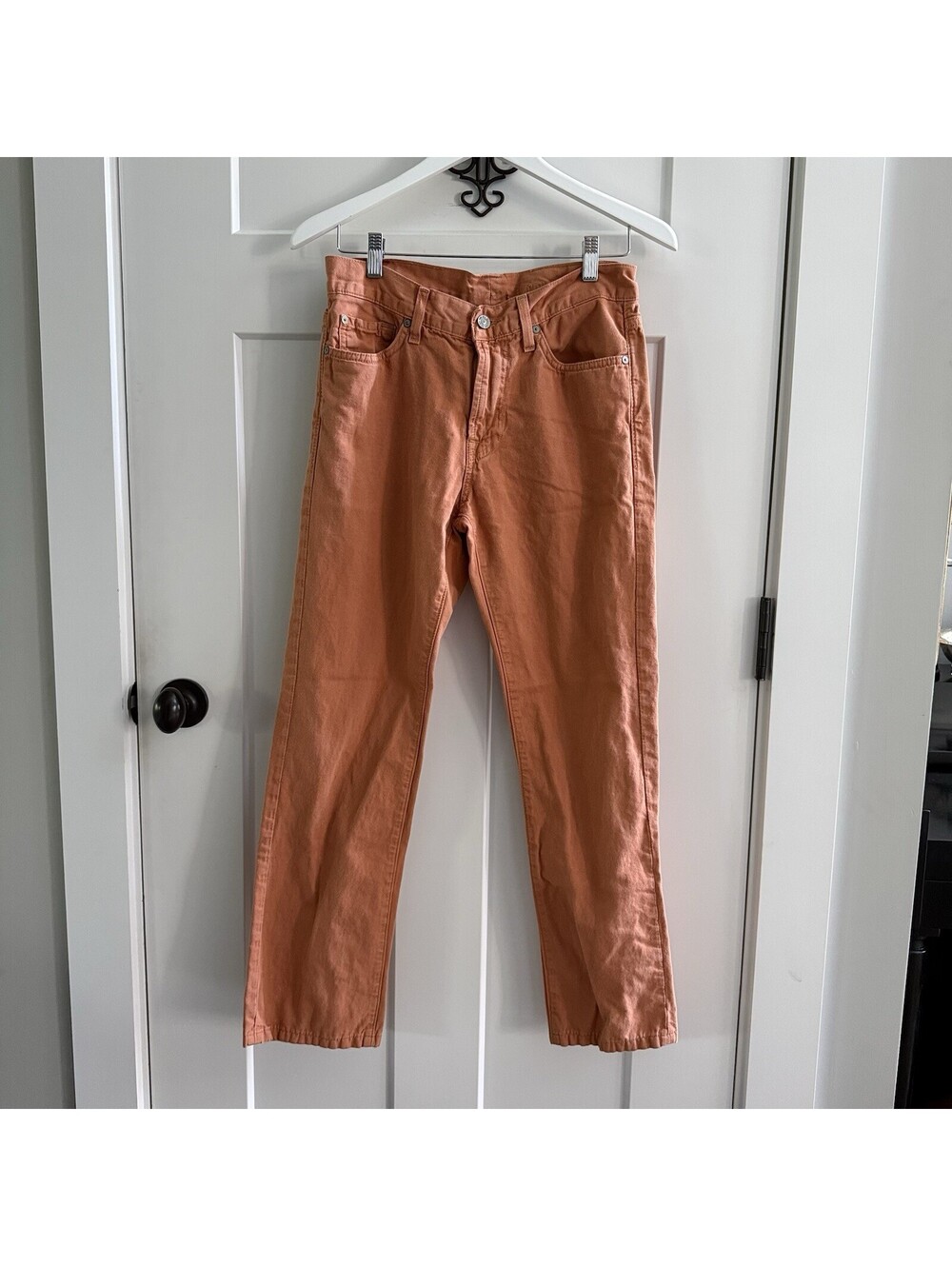 7 For All Mankind Slimmy Men’s Jeans 30x28 Orange Cotton Linen Slim Fit - Picture 11 of 11